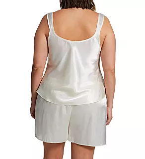 Plus Satin Camisole Short Set Ivory 2X