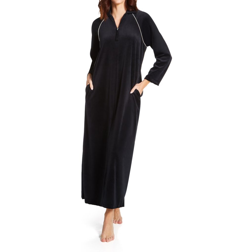 Velour Zip Front Robe-acs