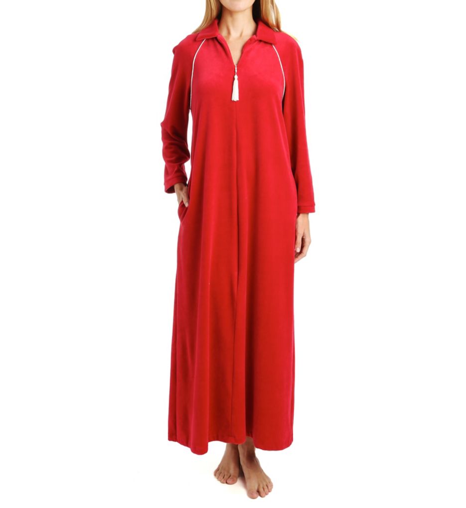 Velour Zip Front Robe-fs