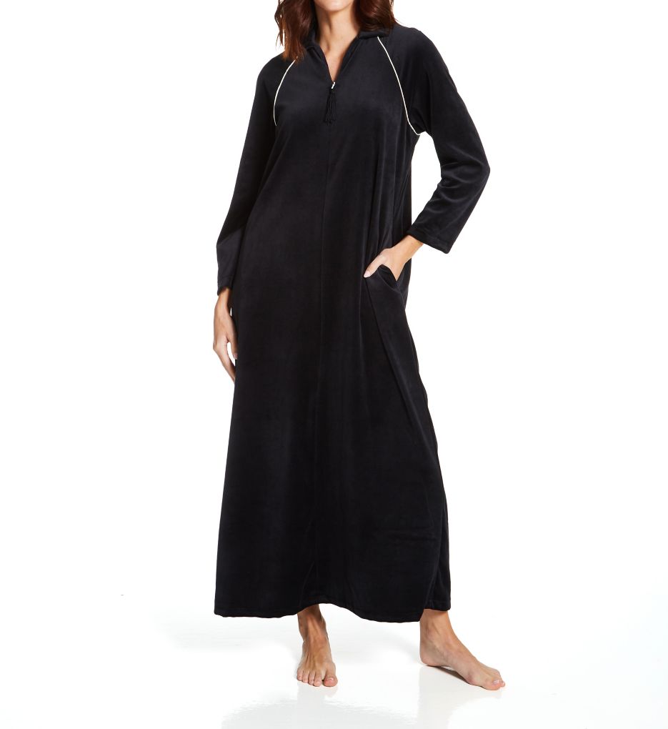 Velour Zip Front Robe-fs