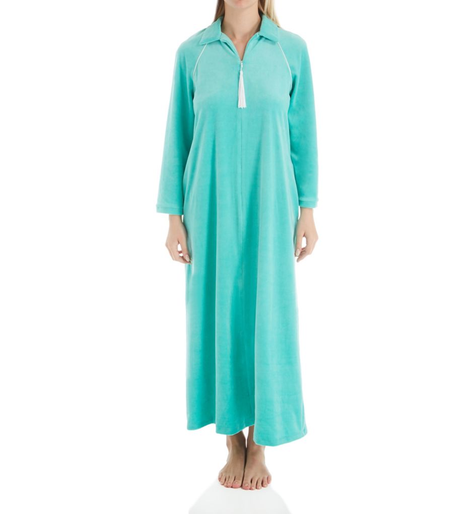 Velour Zip Front Robe-fs