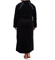 Plus Velour Zip Front Robe Black XL