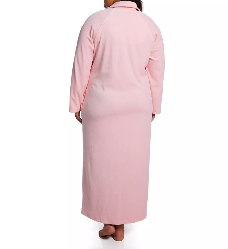 Plus Velour Zip Front Robe Pink 2X