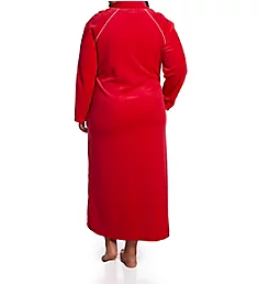 Plus Velour Zip Front Robe Red XL