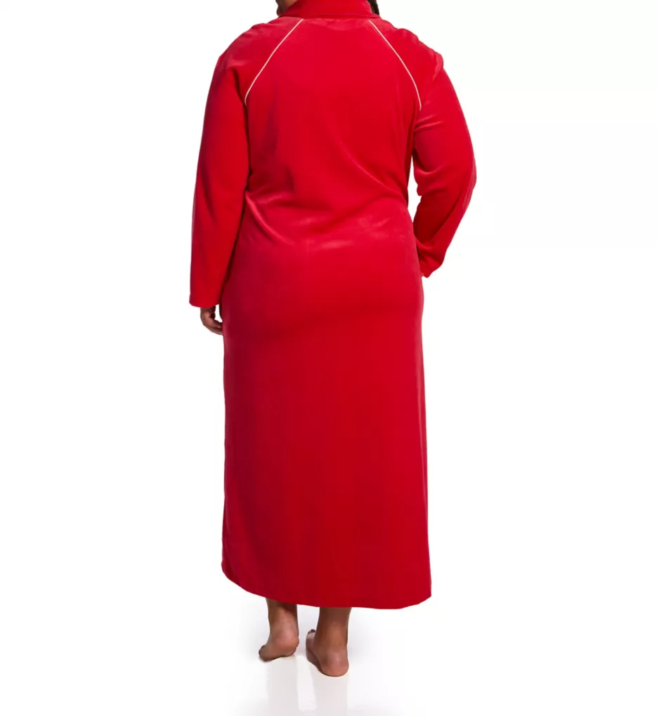 Plus Velour Zip Front Robe Red XL
