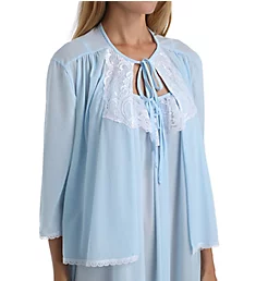 Tricot Bed Jacket With Lace Light Blue XS