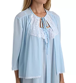 Tricot Bed Jacket With Lace Light Blue L
