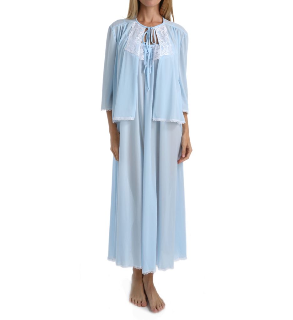 Amanda Rich Tricot Bed Jacket With Lace Champagne S  - Image 3