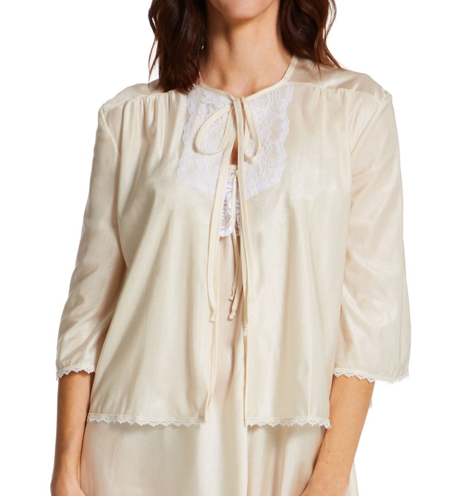 Tricot Bed Jacket With Lace-fs