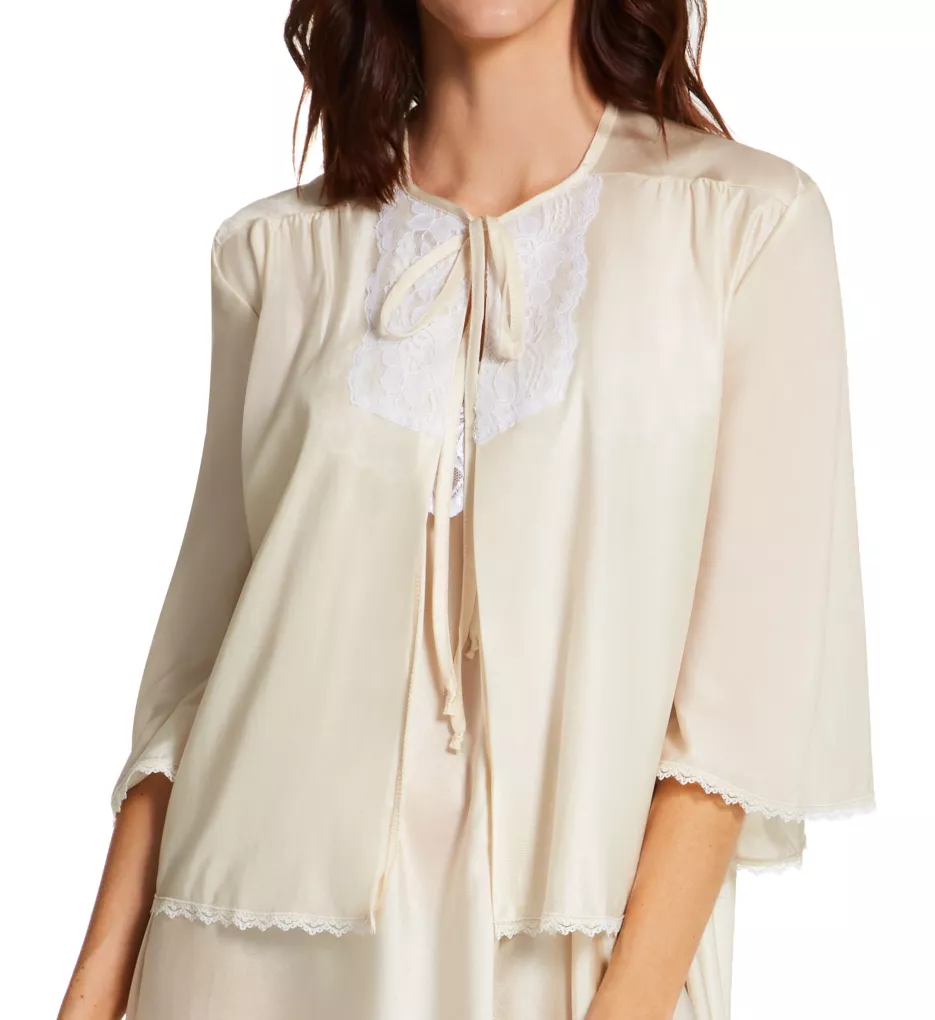 Amanda Rich Tricot Bed Jacket With Lace AR152