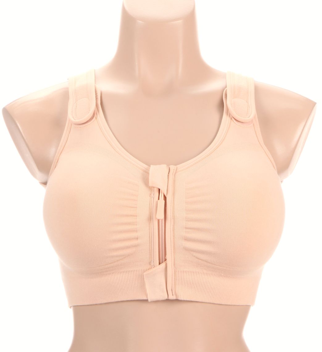Amoena Leyla Zip Front Post Surgery Seamless Bra White S  - Image 1