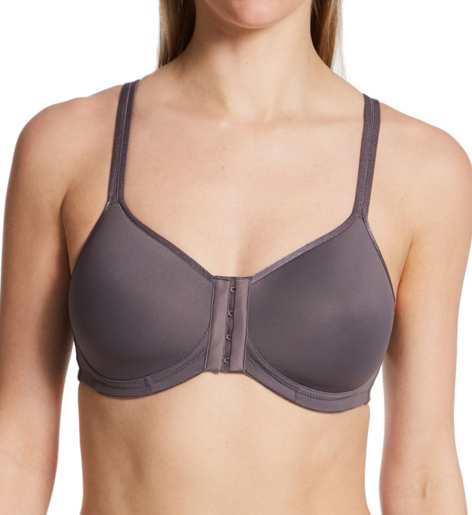 Mara Padded Wire-Free Front Closure Bra Dark Grey 34B by Amoena