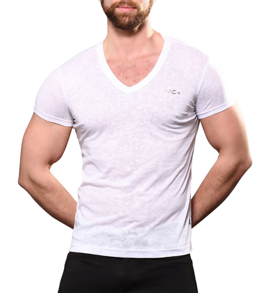 Summer Burnout Semi Sheer V-Neck Tee