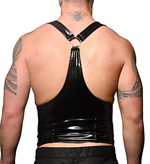 Slick Faux Patent Leather Corset Harness