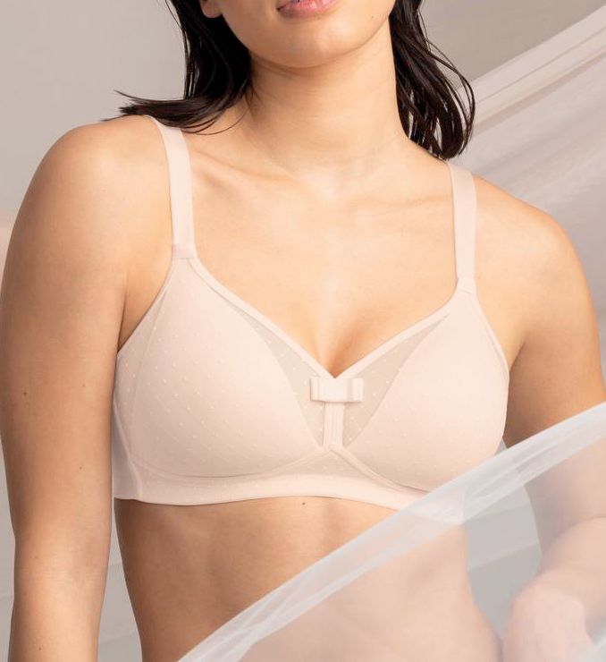 Lightly Lined Wireless Cotton Bra - Old rose