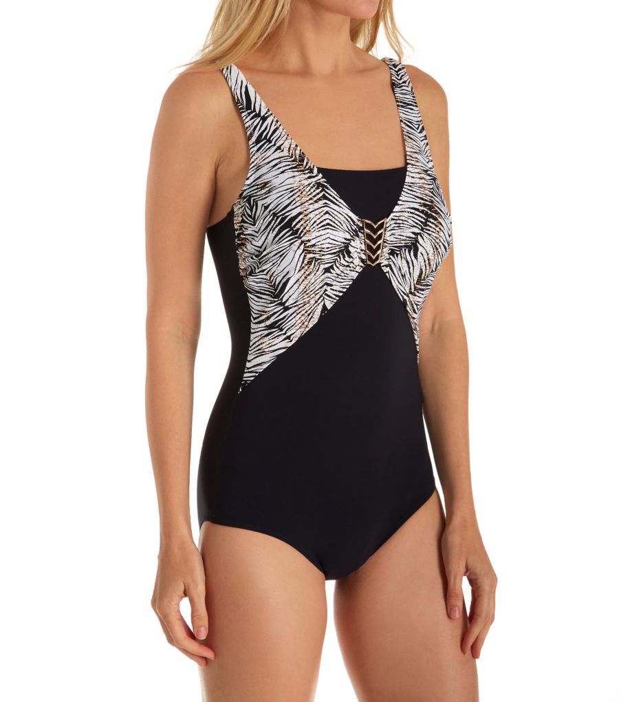 Zebra Deluxe Dalian Wire Free One Piece Swimsuit-acs