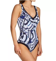 Blue Fan Gaby Shaping One Piece Swimsuit Blue Violet 44C