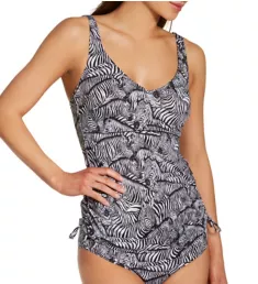 Zebra Love Malaika Underwire Tankini Swim Top Black/White 34C