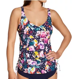 French Blue Summer Malaika Tankini Swim Top Dark Blue 34C