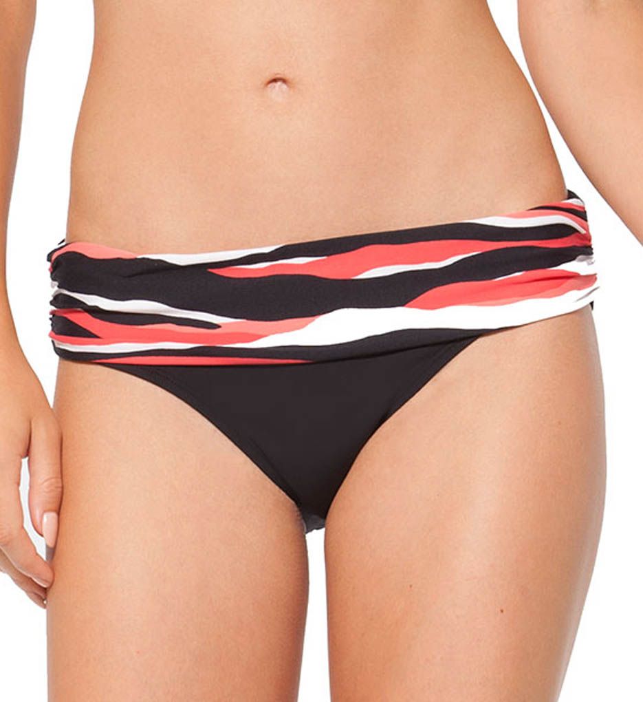 Zebra Dot Foldover Mid-Rise Swim Bottom-acs