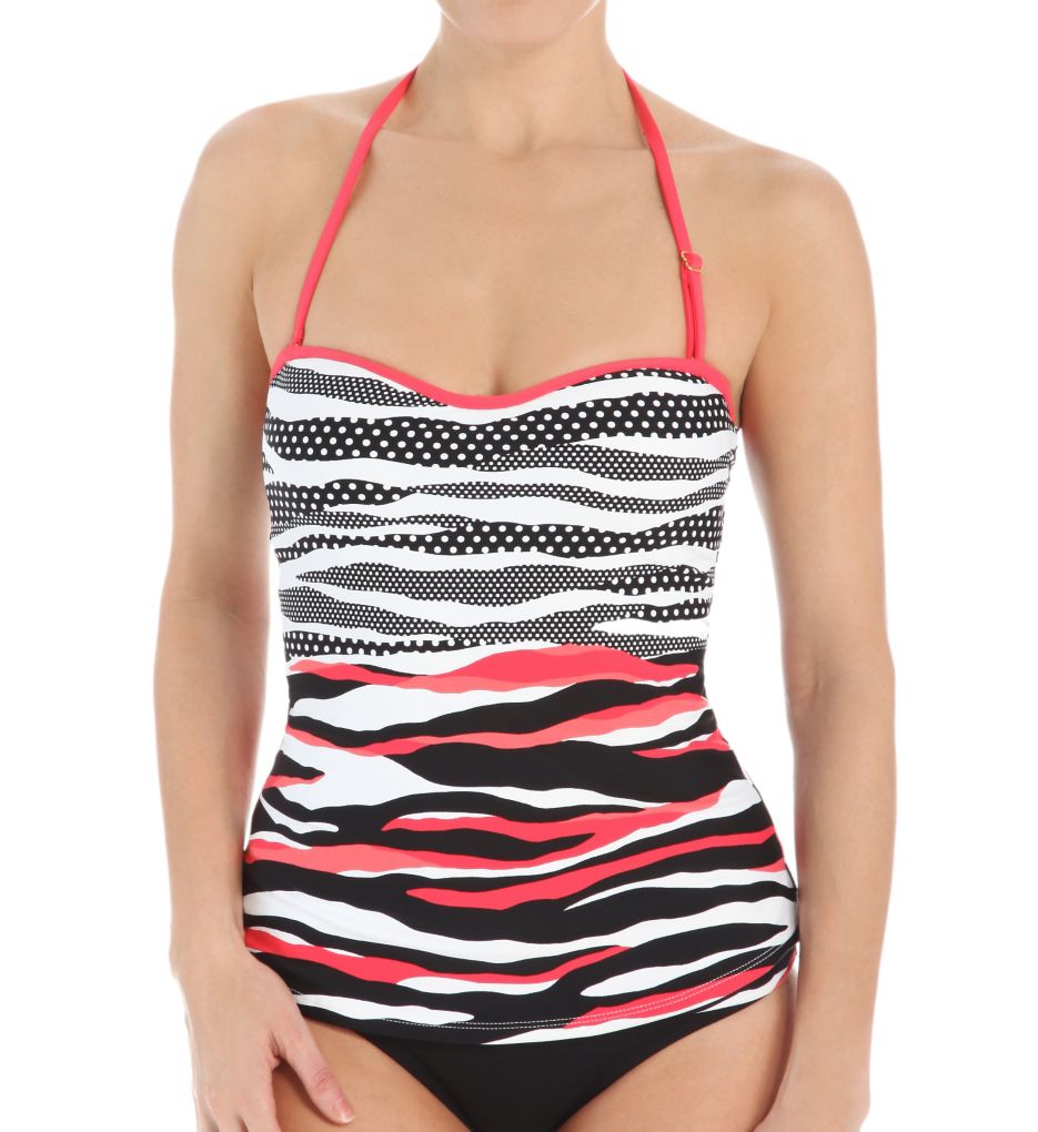 Zebra Dot Bandeau Tankini Swim Top-fs