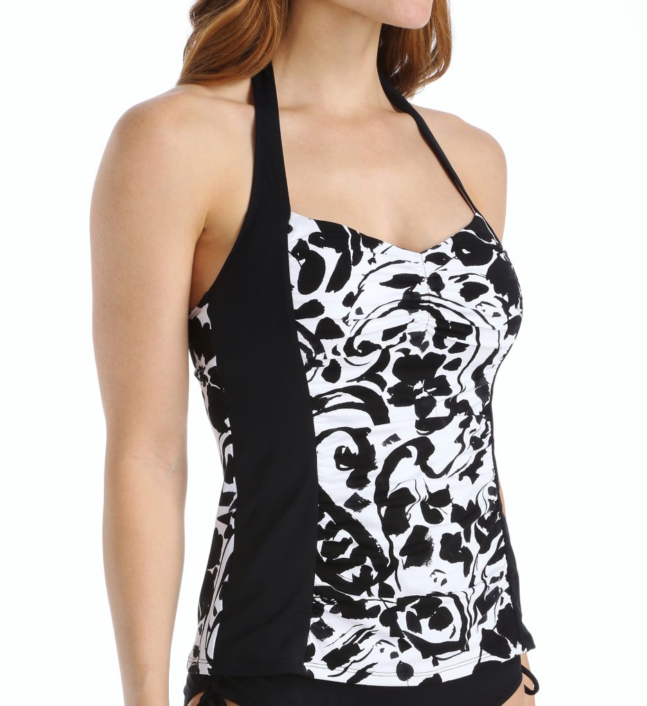 Antigua Shirred Halter Tankini Swim Top-acs