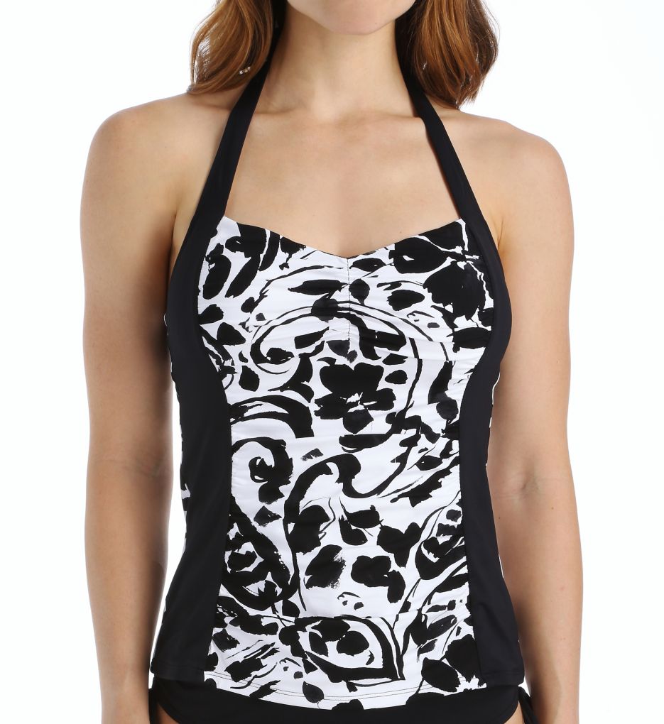 Antigua Shirred Halter Tankini Swim Top-fs