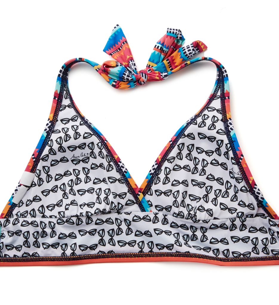 Triangle Stripe Marilyn Halter Bikini Swim Top-cs5