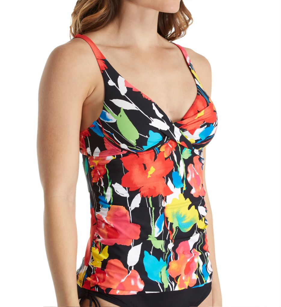 Growing Floral Plunge Underwire Tankini Swim Top-acs
