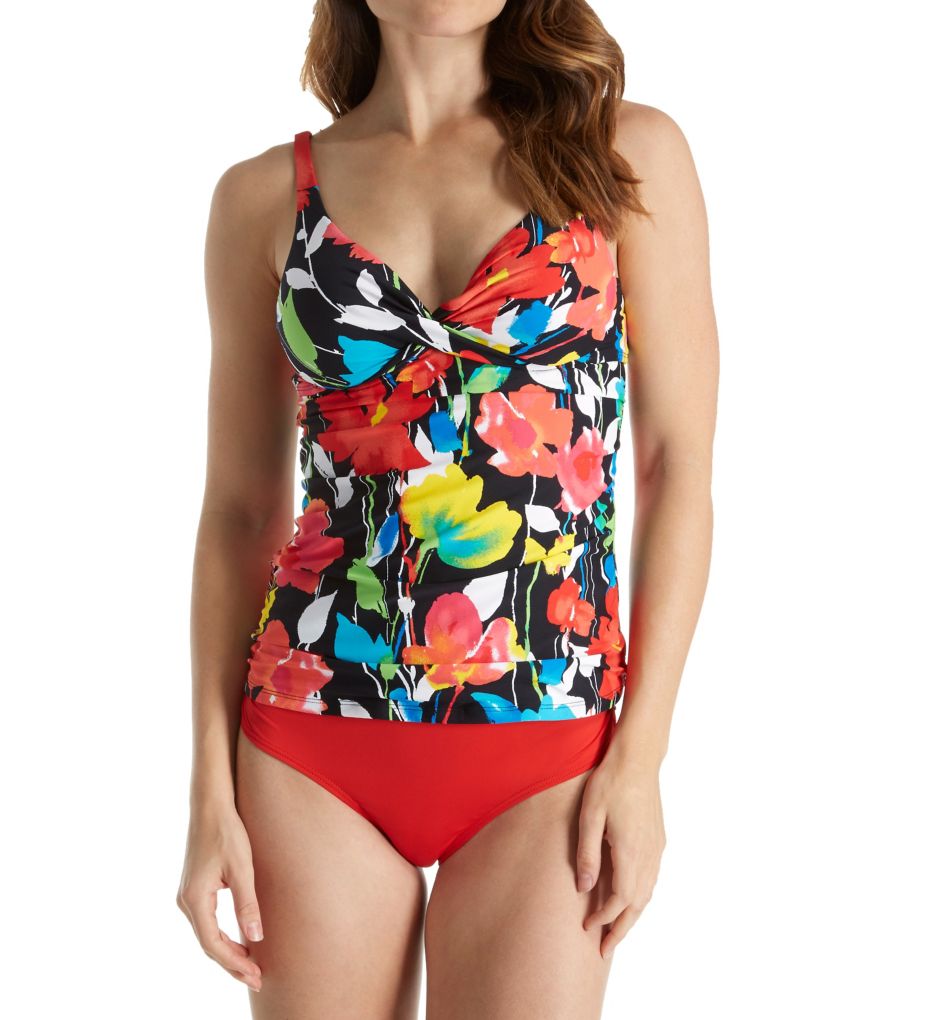 Growing Floral Plunge Underwire Tankini Swim Top-cs4