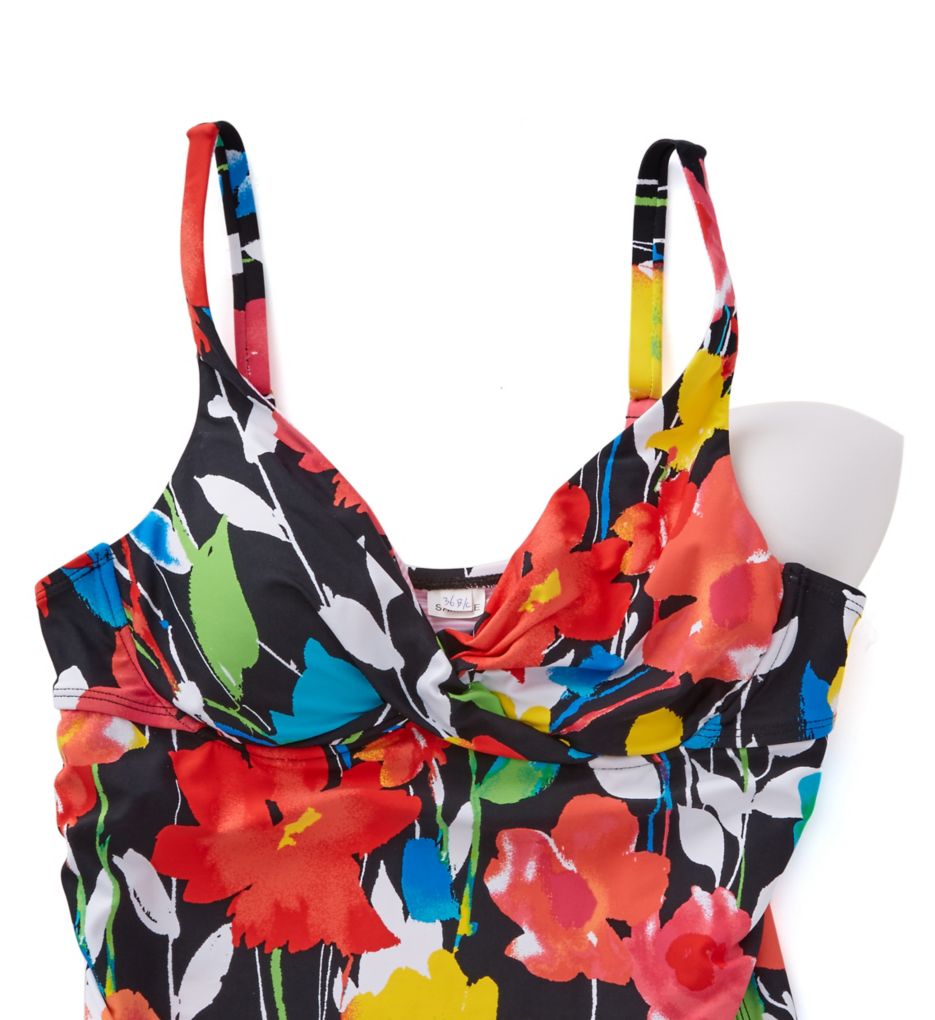 Growing Floral Plunge Underwire Tankini Swim Top-cs6