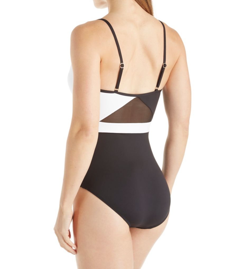 Hot Mesh Colorblock Maillot One Piece Swimsuit