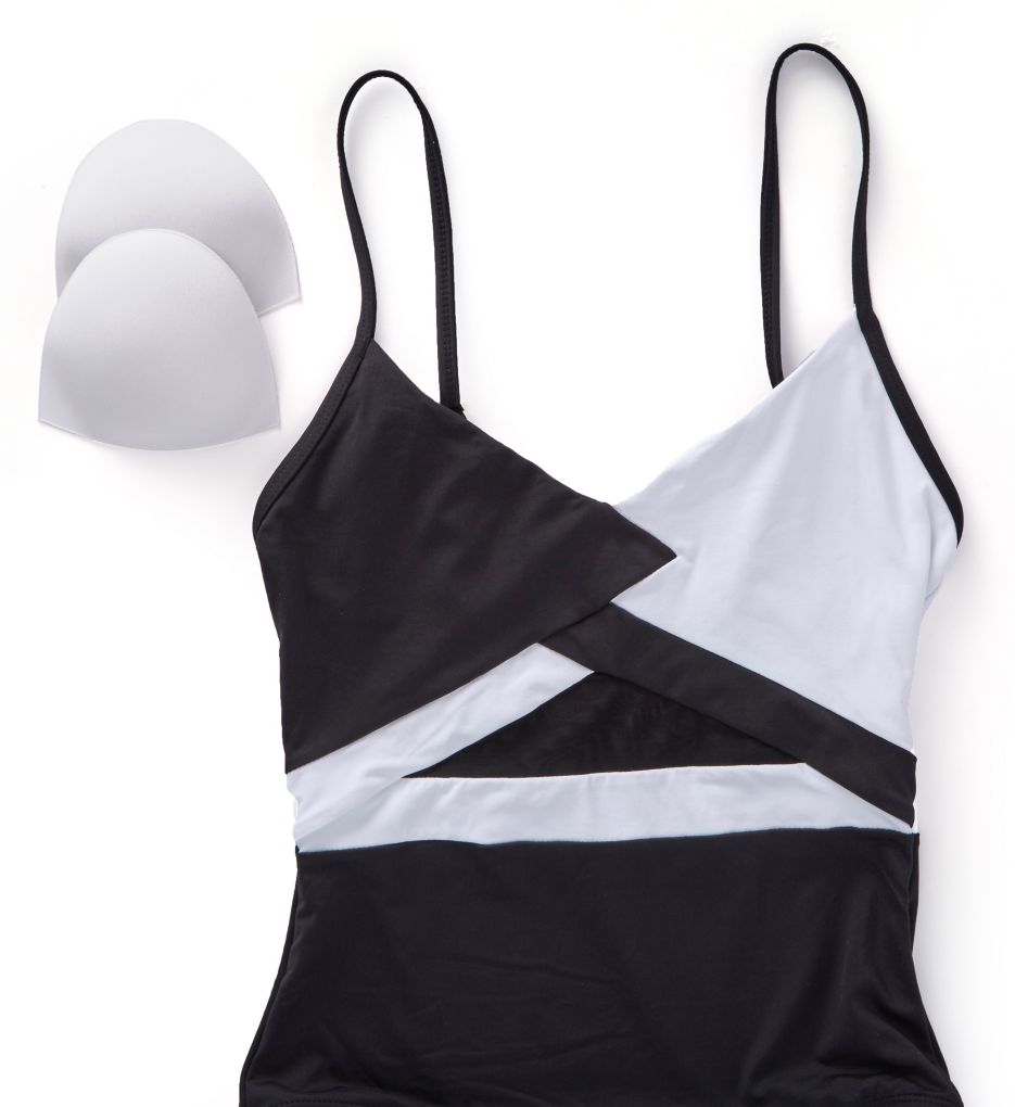 Hot Mesh Colorblock Maillot One Piece Swimsuit-cs2