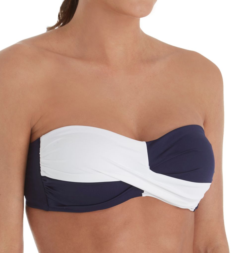 Live In Color Twist Front Bandeau Bikini Swim Top-acs