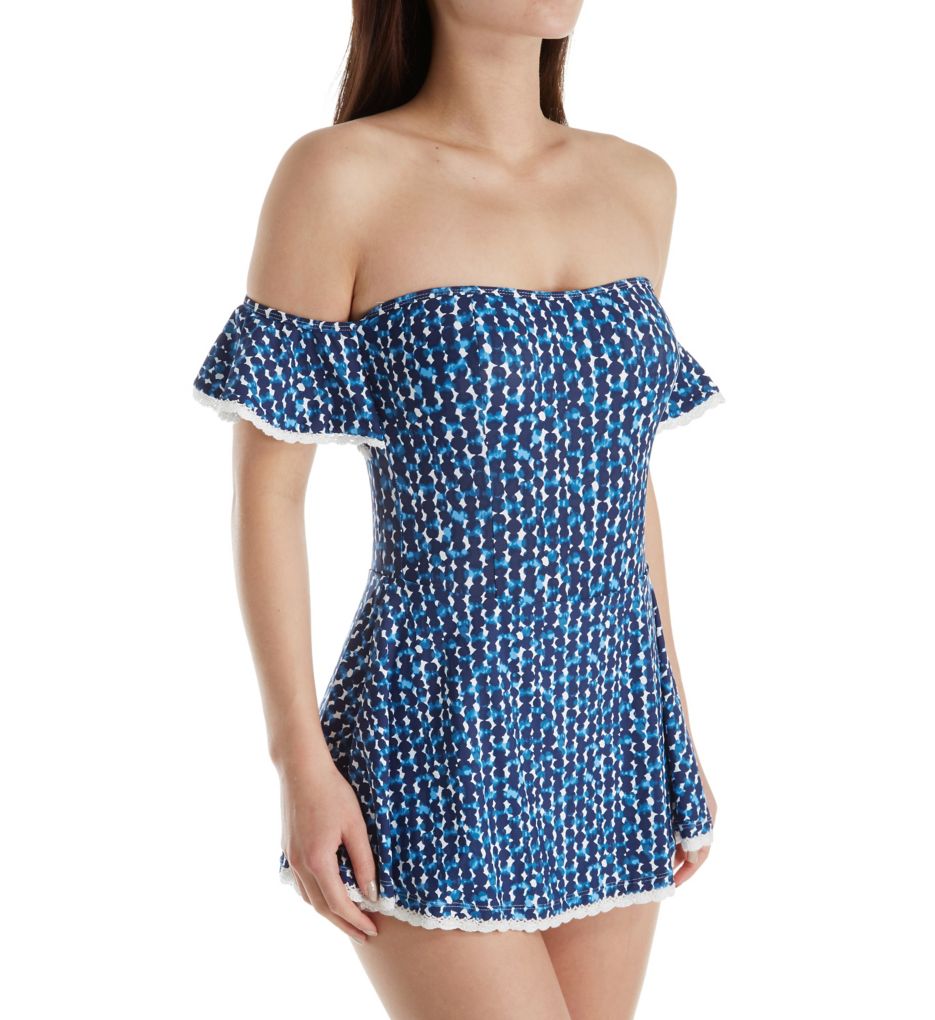 Flounce Around Off Shoulder One Piece Swim Dress