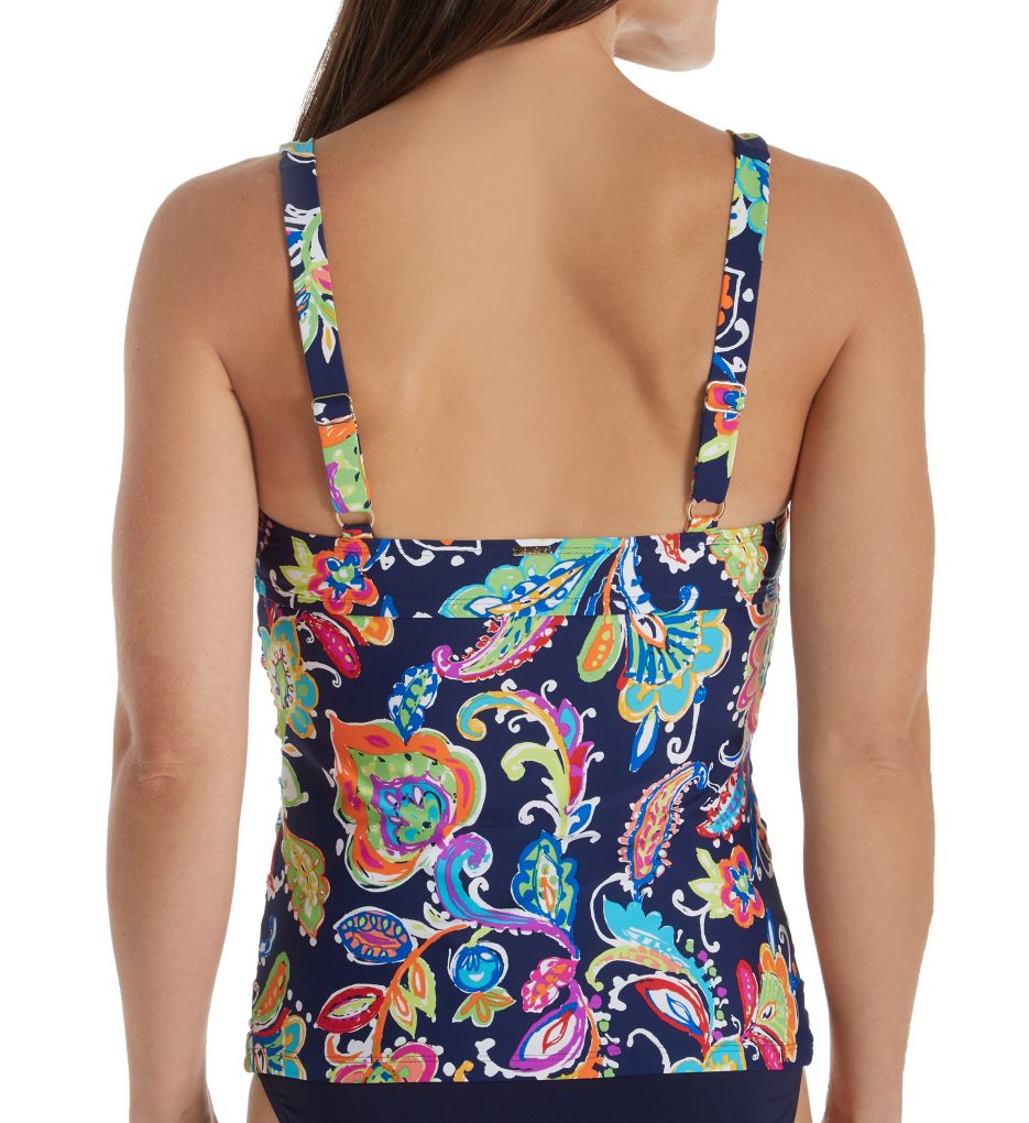 Paisley Pom Underwire Twist Front Tankini Swim Top