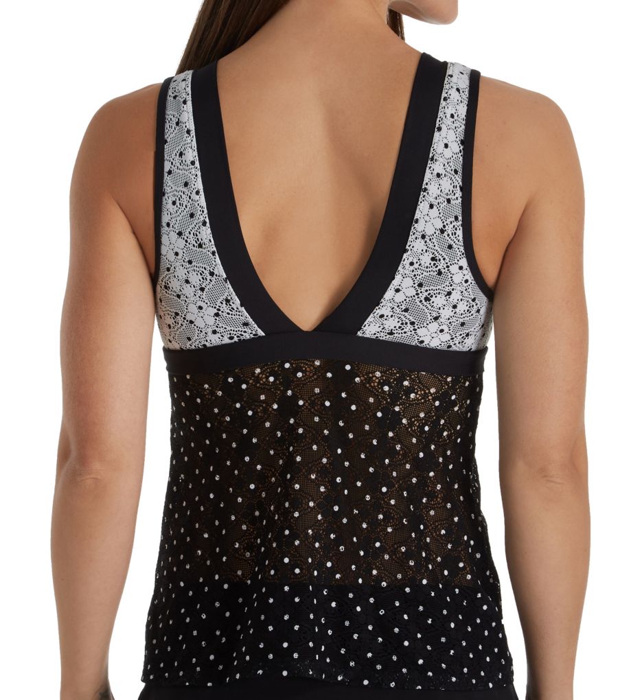 In First Lace Dot Crochet Wrap Tankini Swim Top