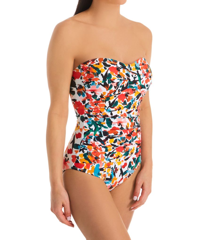 Sunset Floral Twist Bandeau One Piece Swimsuit-acs