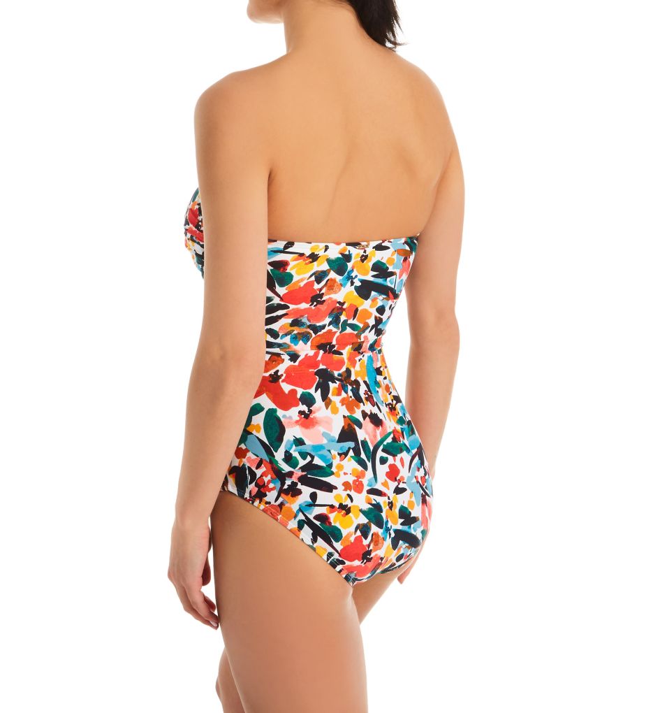 Sunset Floral Twist Bandeau One Piece Swimsuit