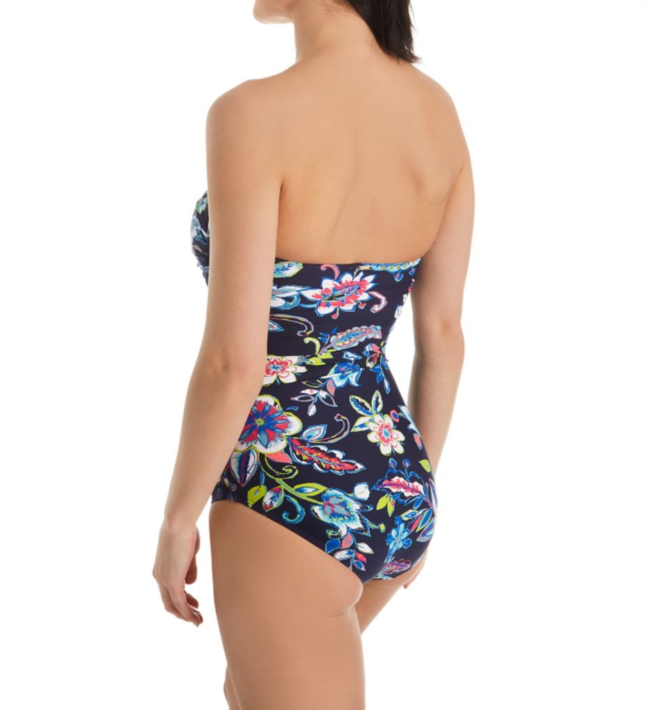 Holiday Paisley Piped Bandeau One Piece Swimsuit