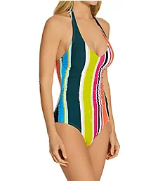 Clear Water Stripe Halter One Piece Swimsuit Multi 6