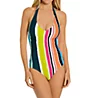 Anne Cole Clear Water Stripe Halter One Piece Swimsuit 20MO07C - Image 1