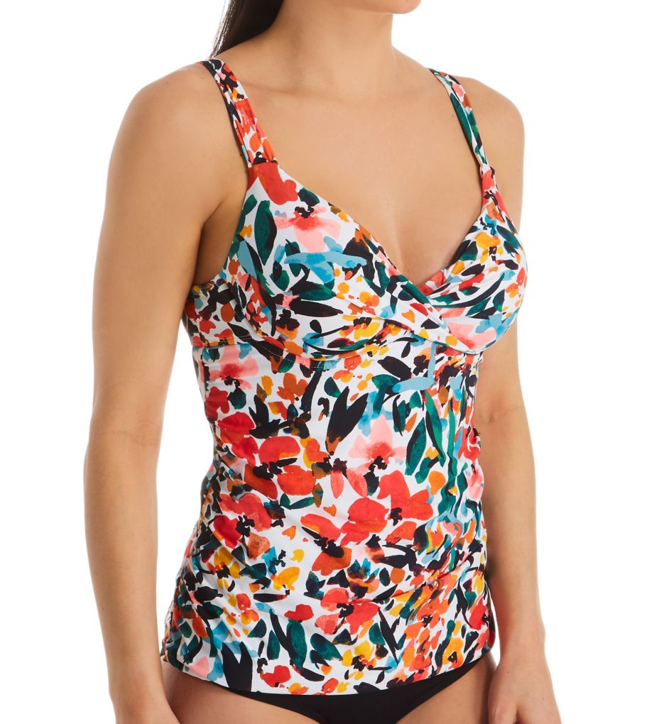 Sunset Floral Underwire Twist Tankini Swim Top-acs