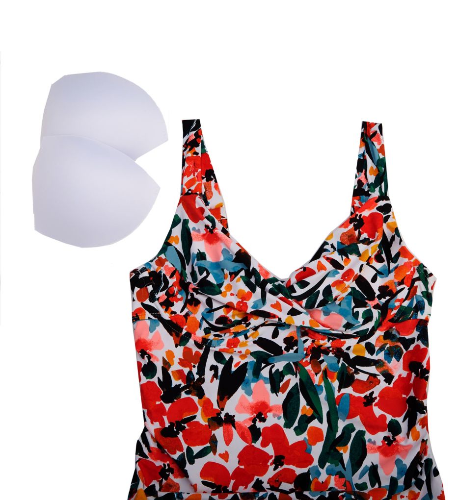 Sunset Floral Underwire Twist Tankini Swim Top-cs2