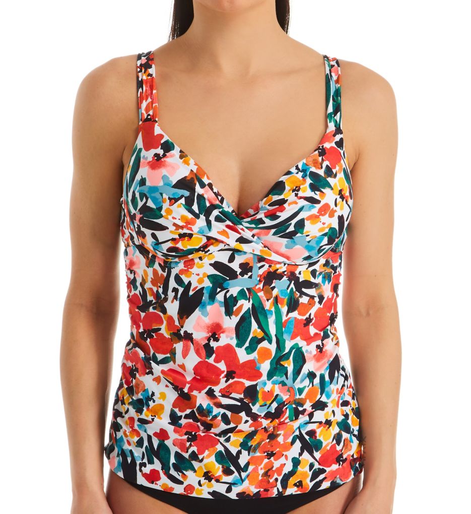 Sunset Floral Underwire Twist Tankini Swim Top-fs