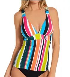 Clear Water Stripe Triangle Tankini Swim Top