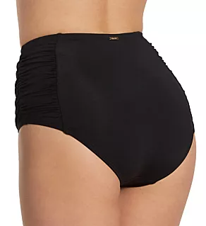 Live In Color Shirred High Waist Swim Bottom Black XS