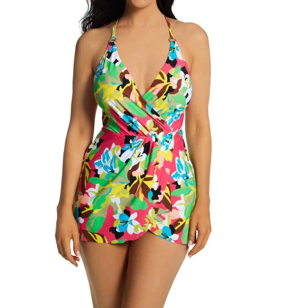 Cabana Party Surplice Maillot Swim Dress-gs