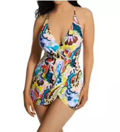 Kashmir Paisley Surplice Maillot Swim Dress