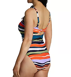 Sandy Waves Scoop Neck Bra Back One Piece Swimsuit
